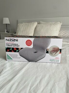 NIZONI 2-in-1 Ergonomic Seat Cushion & Lumbar Support - Gray